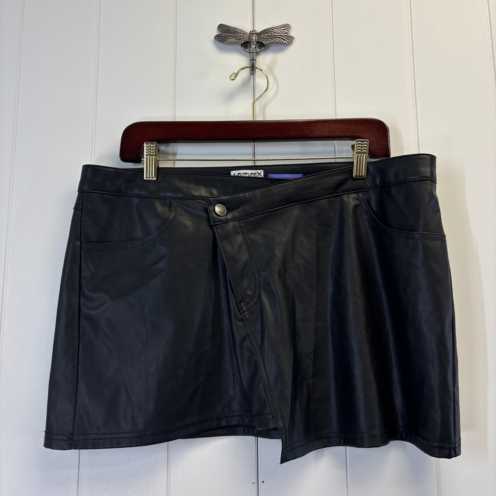 Future Collective Kahlana Brown Faux Leather Mini Skirt in Black